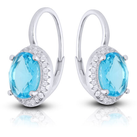 Kolczyki srebrne z owalnym błękitnym kamieniem