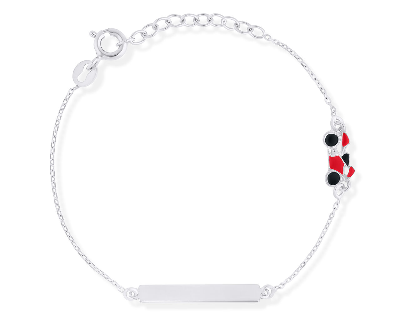 Bransoletka srebrna dla dziecka z motocyklem