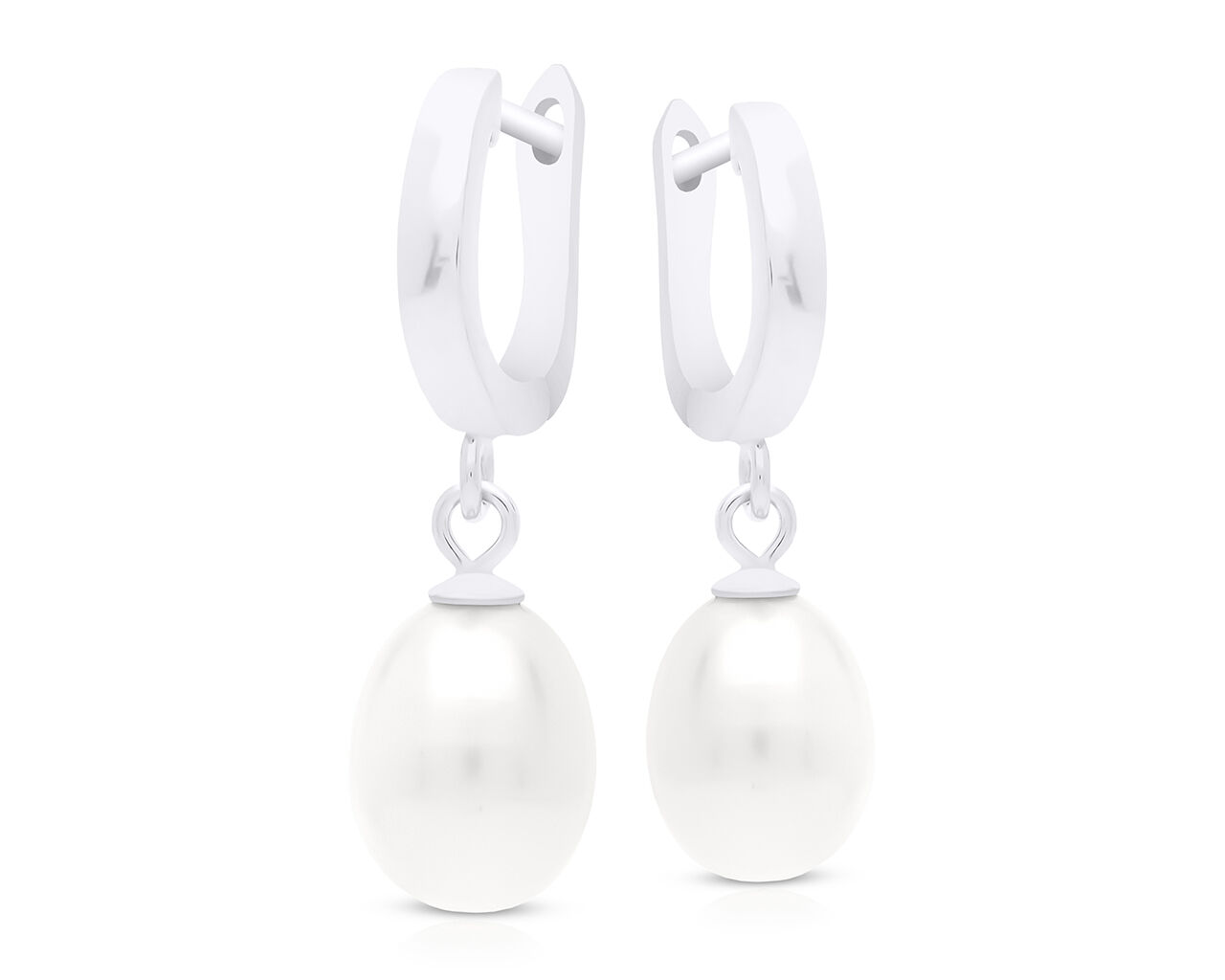 Kolczyki srebrne wiszące angielskie z perłami