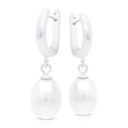 Kolczyki srebrne wiszące angielskie z perłami