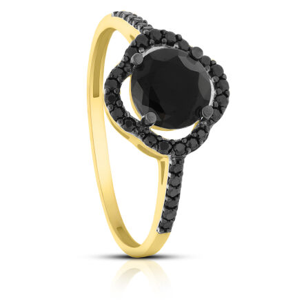 Pierścionek złoty pr.585 z czarnymi cyrkoniami