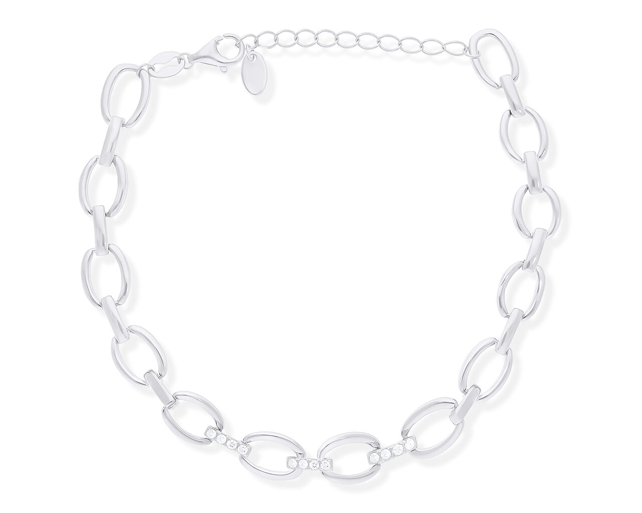 Bransoletka srebrna ozdobiona subtelnie cyrkoniami