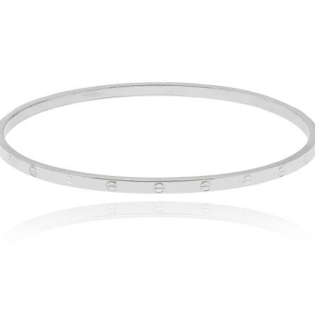 Bransoletka srebrna sztywna ze zdobieniem