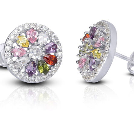 Kolczyki srebrne z kolorowymi kamieniami