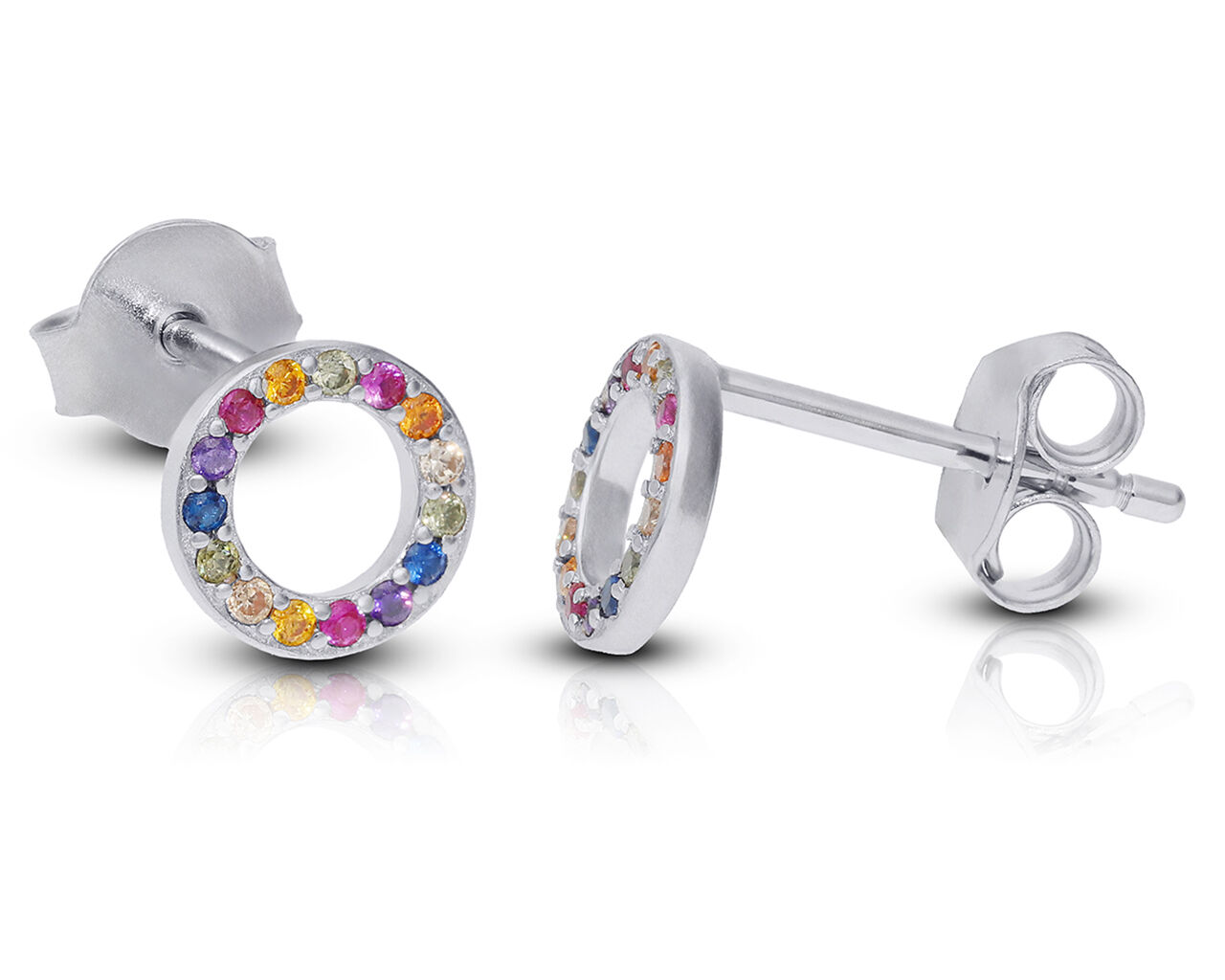 Kolczyki srebrne z kolorowymi kamieniami