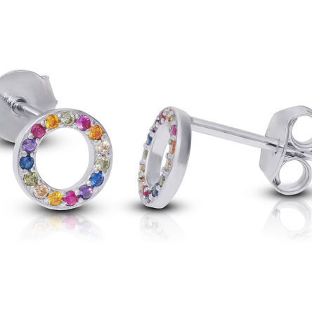 Kolczyki srebrne z kolorowymi kamieniami