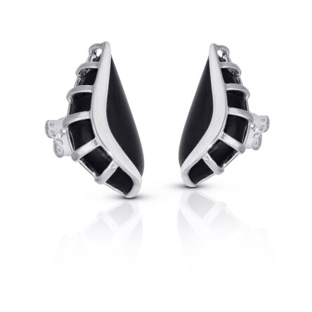 Kolczyki srebrne z czarnym kamieniem onyksu