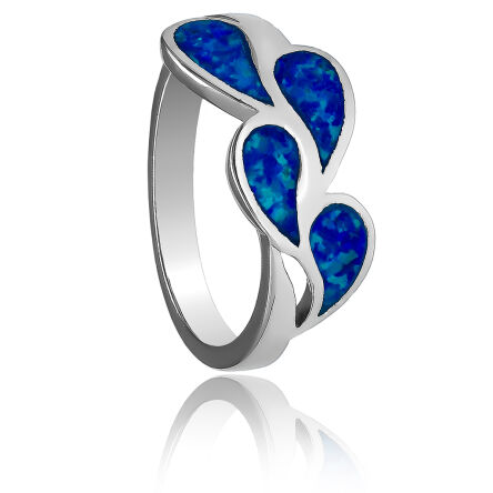 Srebrny pierścionek z niebieskim opalem