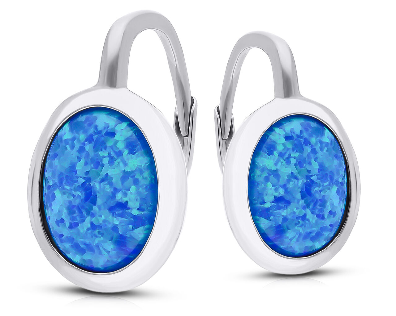 Kolczyki srebrne z niebieskim opalem