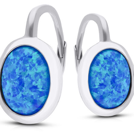 Kolczyki srebrne z niebieskim opalem