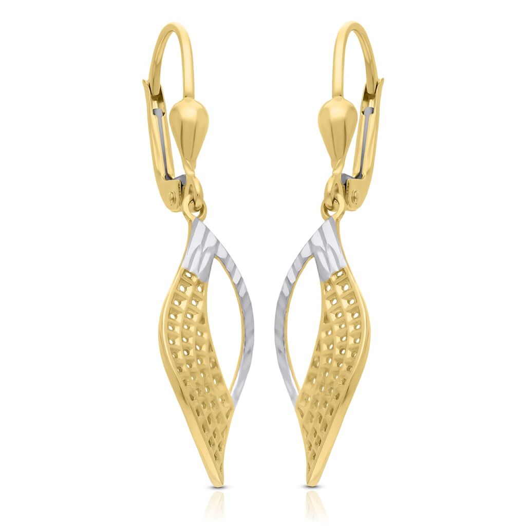 Kolczyki złote 585 ażurowe dwukolorowe