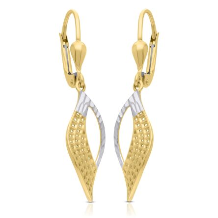 Kolczyki złote 585 ażurowe dwukolorowe