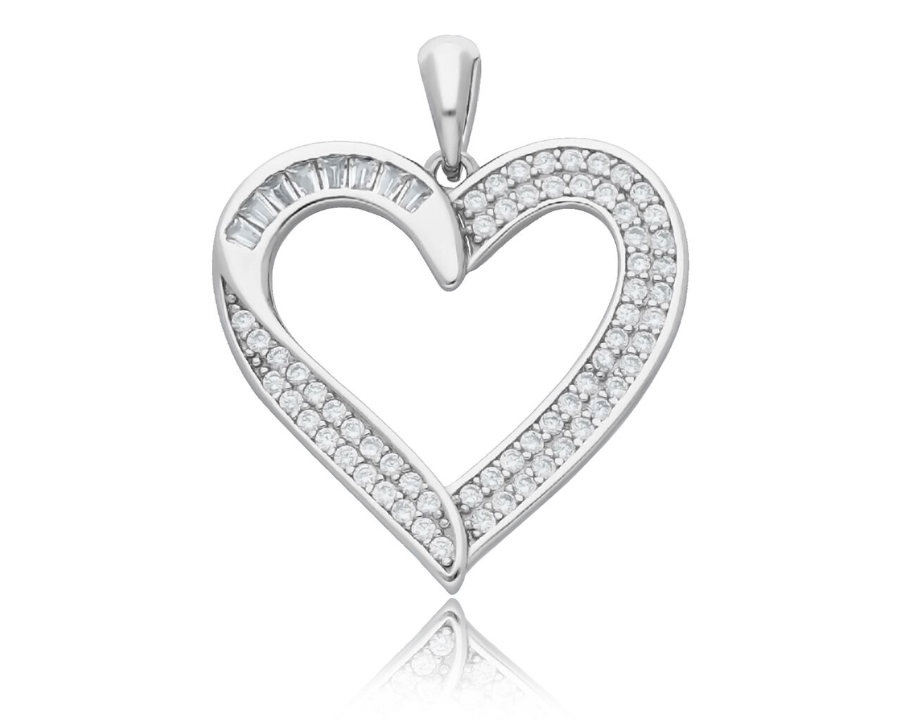 Srebrna zawieszka serce ozdobiona cyrkoniami