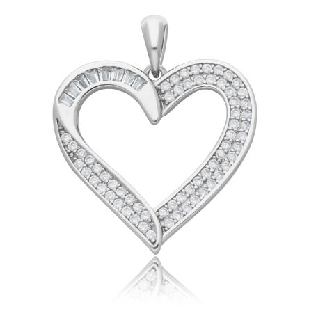 Srebrna zawieszka serce ozdobiona cyrkoniami