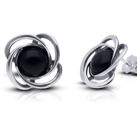 Kolczyki srebrne sztyfty z czarnym onyksem