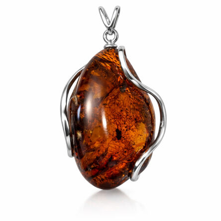 Zawieszka srebrna z bursztynem elegancki kamień