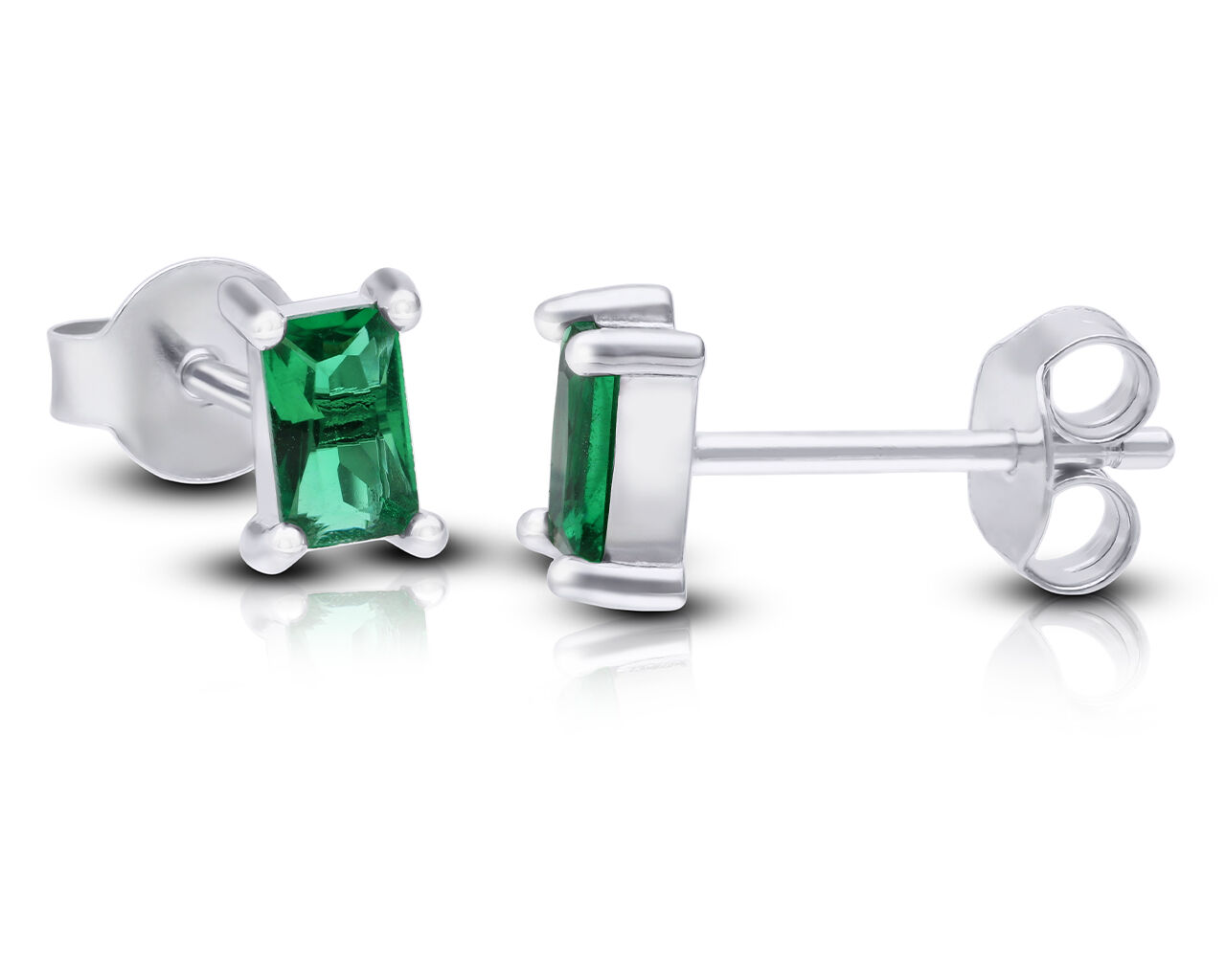 Kolczyki srebrne sztyfty z zieloną cyrkonią
