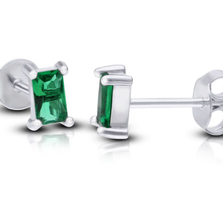Kolczyki srebrne sztyfty z zieloną cyrkonią