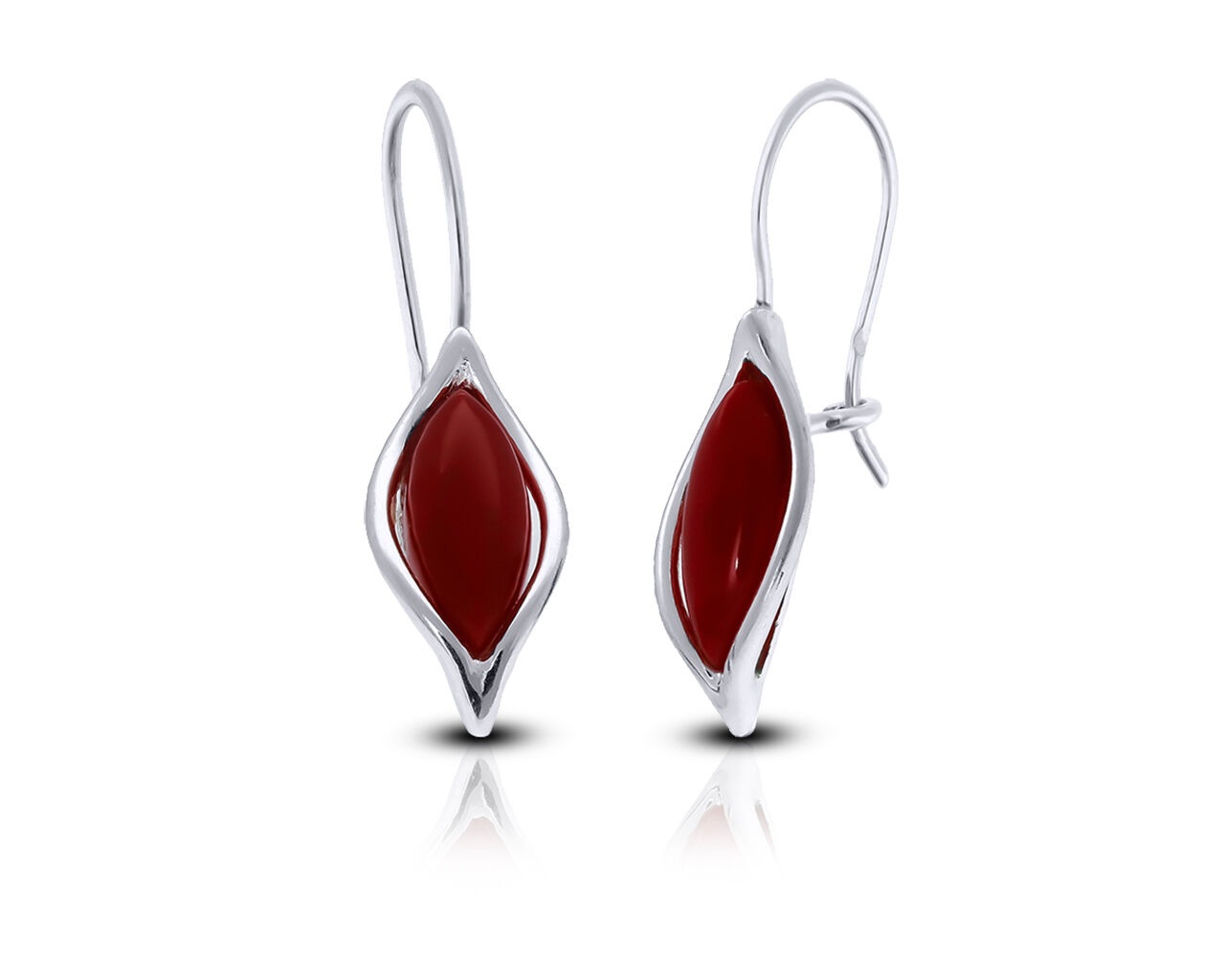 Kolczyki srebrne z czerwonym koralem