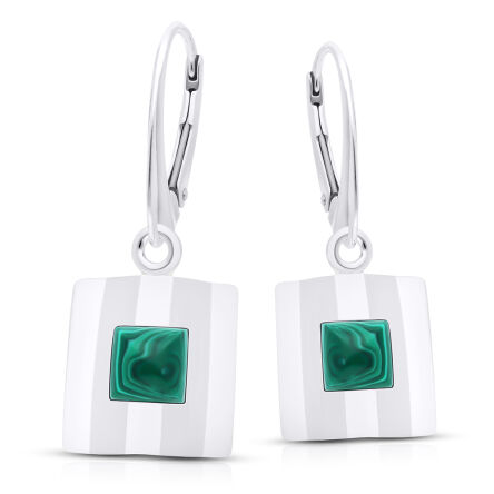 Kolczyki srebrne wiszące z malachitami pr.925
