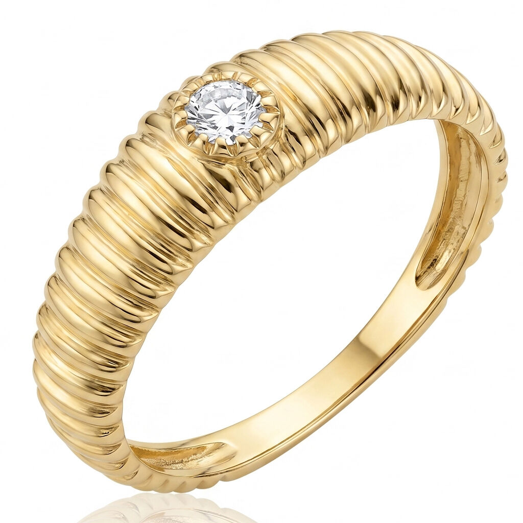 Złoty pierścionek 585 z cyrkonią elegancki