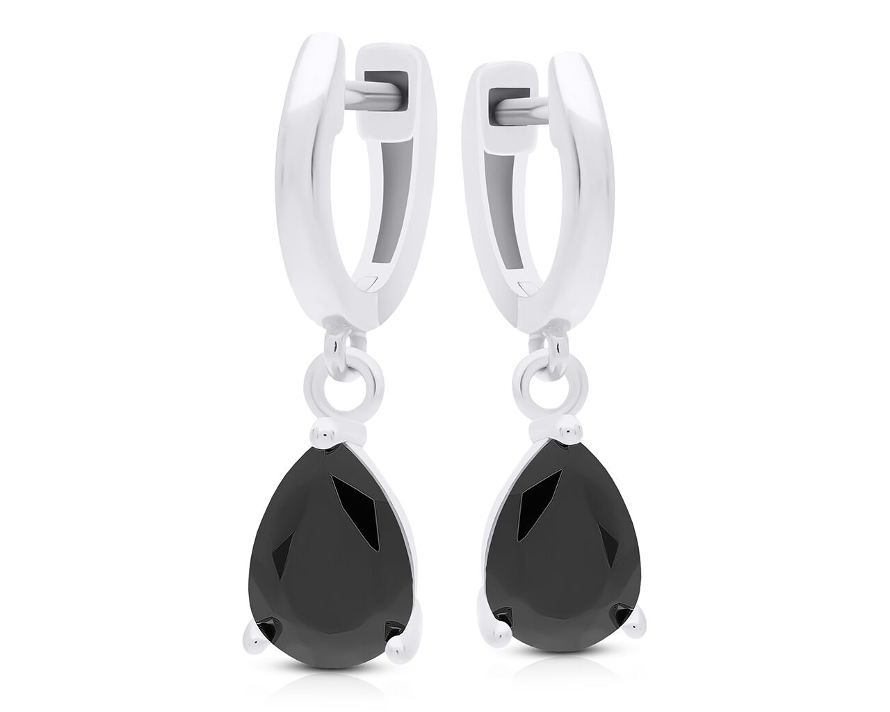 Kolczyki srebrne wiszące czarne cyrkonie pr.925