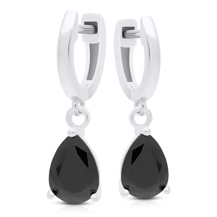 Kolczyki srebrne wiszące czarne cyrkonie pr.925