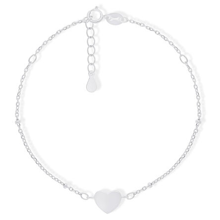 Srebrna bransoletka z gładkim serduszkiem