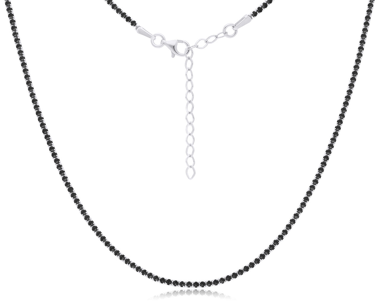 Naszyjnik srebrny z czarnymi cyrkoniami kolia 925