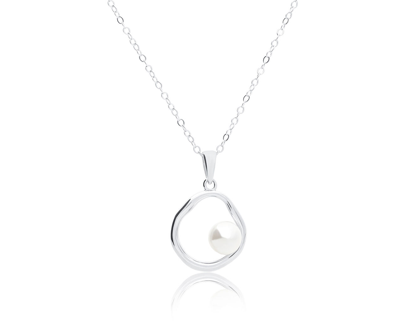 Naszyjnik srebrny z perłą pr.925