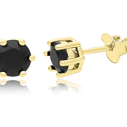 Kolczyki srebrne pozłacane czarne cyrkonie sztyfty