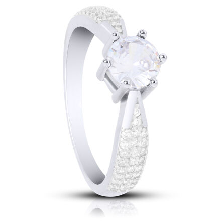 Srebrny pierścionek 925 bogato zdobiony cyrkoniami