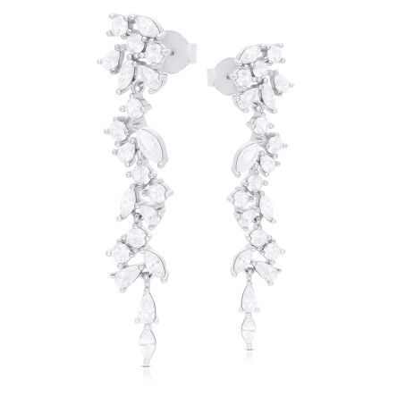 Kolczyki srebrne wiszące z cyrkoniami sztyfty