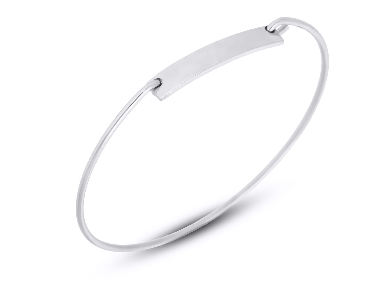 Sztywna bransoletka srebrna z gładką blaszką