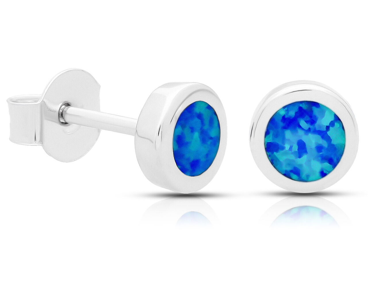 Kolczyki srebrne z opalem niebieskim sztyft pr.925