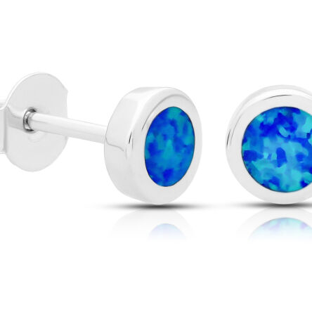 Kolczyki srebrne z opalem niebieskim sztyft pr.925