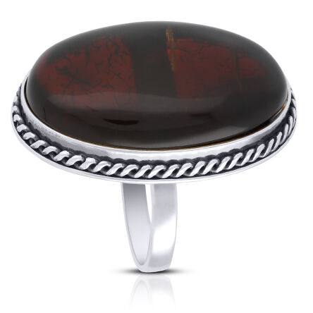 Pierścionek srebrny z bursztynem naturalnym pr.925