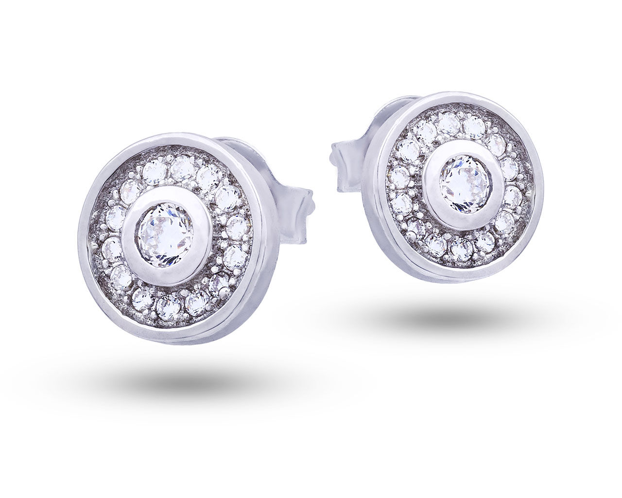 Kolczyki srebrne rodowane z cyrkonią