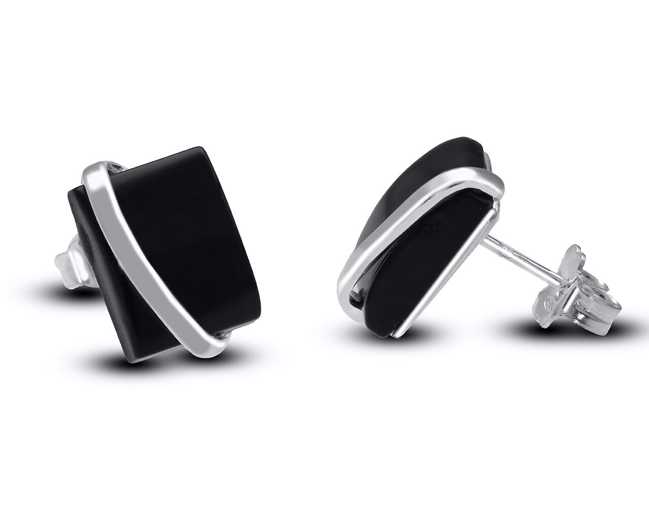 Kolczyki srebrne sztyfty z czarnym onyksem