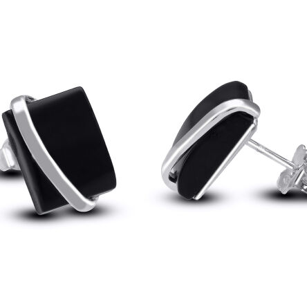 Kolczyki srebrne sztyfty z czarnym onyksem