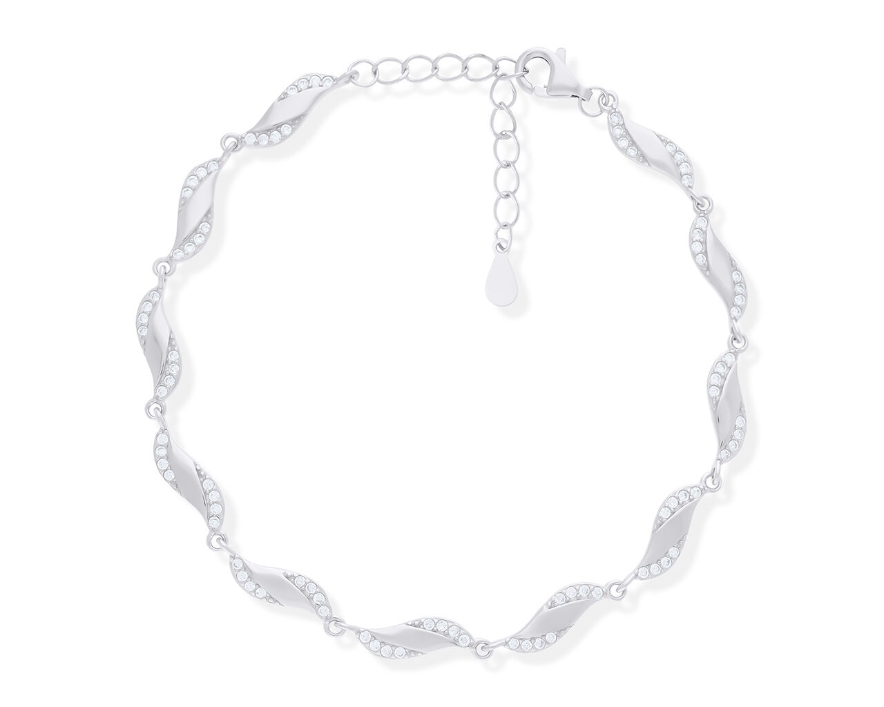 Bransoletka srebrna ozdobiona cyrkoniami pr.925