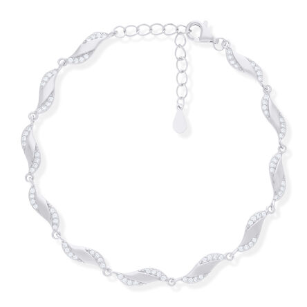 Bransoletka srebrna ozdobiona cyrkoniami pr.925