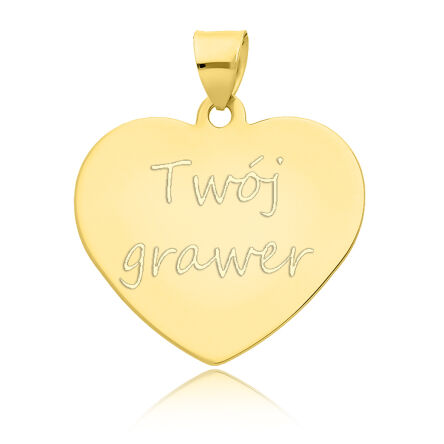 Złota zawieszka serce gładkie pod grawer pr.585