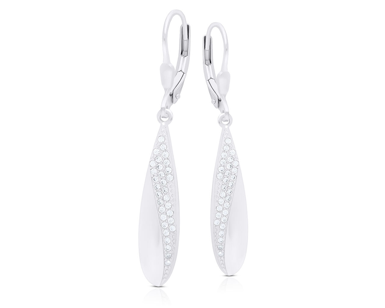 Kolczyki srebrne wiszące smukłe z cyrkoniami