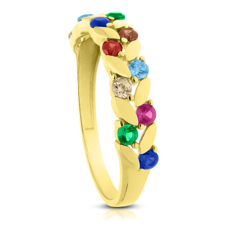 Złoty pierścionek z kolorowymi kamieniami 585