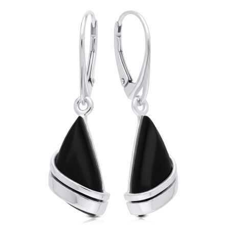 Kolczyki srebrne 925 z czarnym onyksem nowoczesne