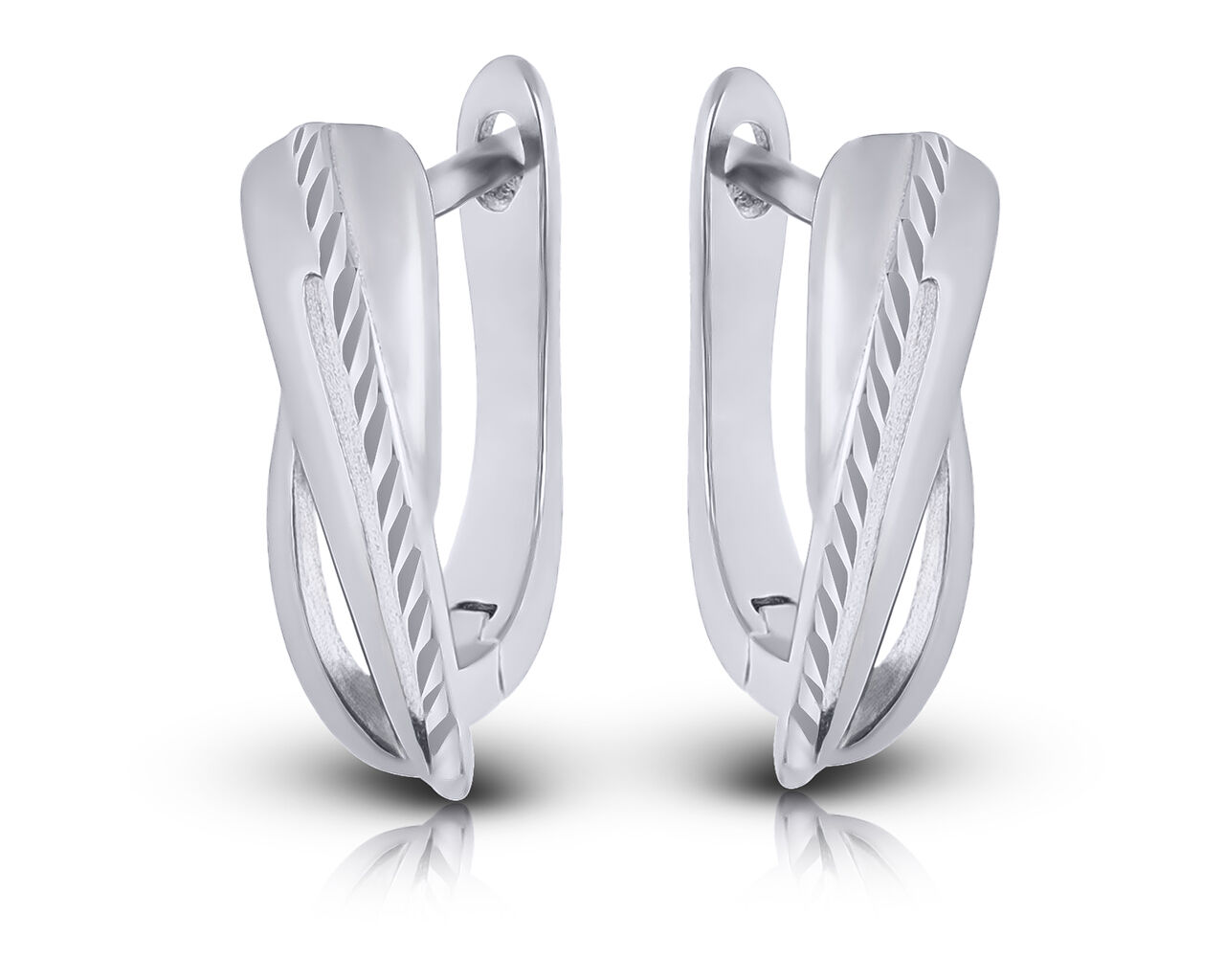 Kolczyki srebrne angielskie z diamentowaniem