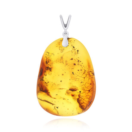 Zawieszka srebrna z natrualnym bursztynem pr.925