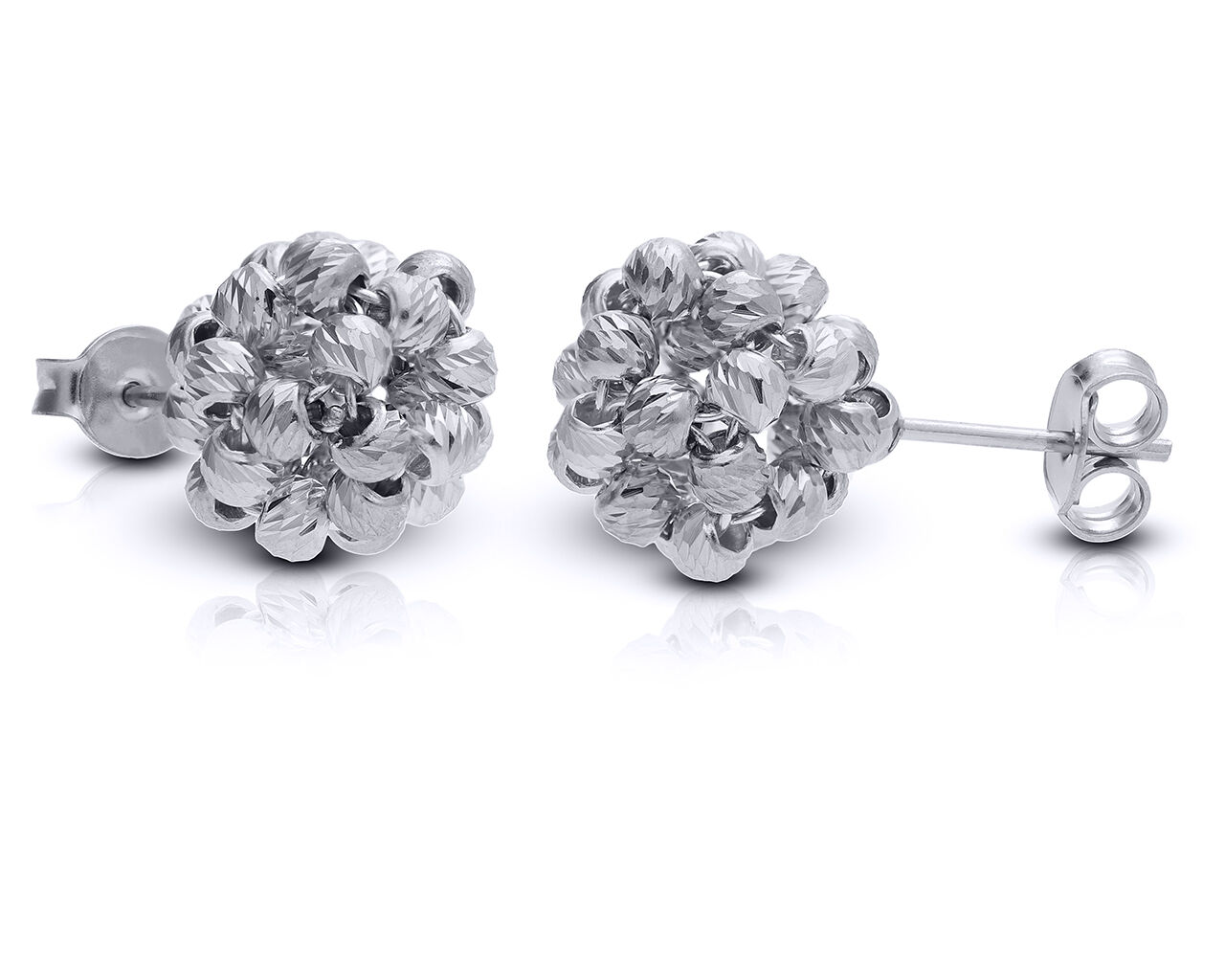 Srebrne kolczyki sztyfty diamentowane kulki