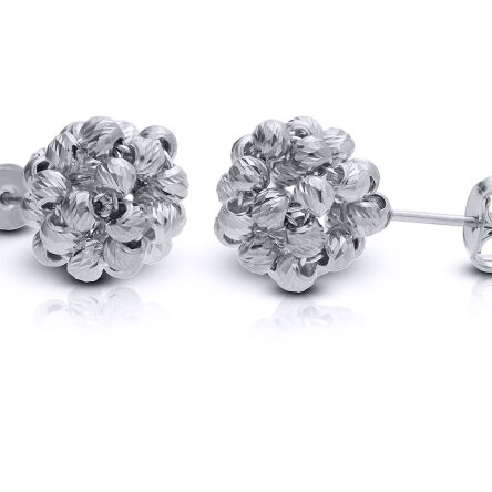 Srebrne kolczyki sztyfty diamentowane kulki